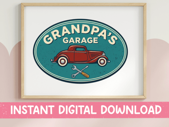 Grandpa's Garage Vintage Car Sign Design: A Classic Asset