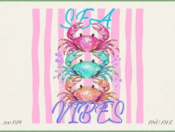 Sea Vibes Crab Beach PNG Design for Creative Projects