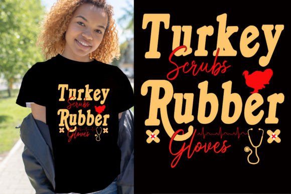 Turkey Scrubs Rubber Gloves Nurse Design: A Seasonal Creative Asset